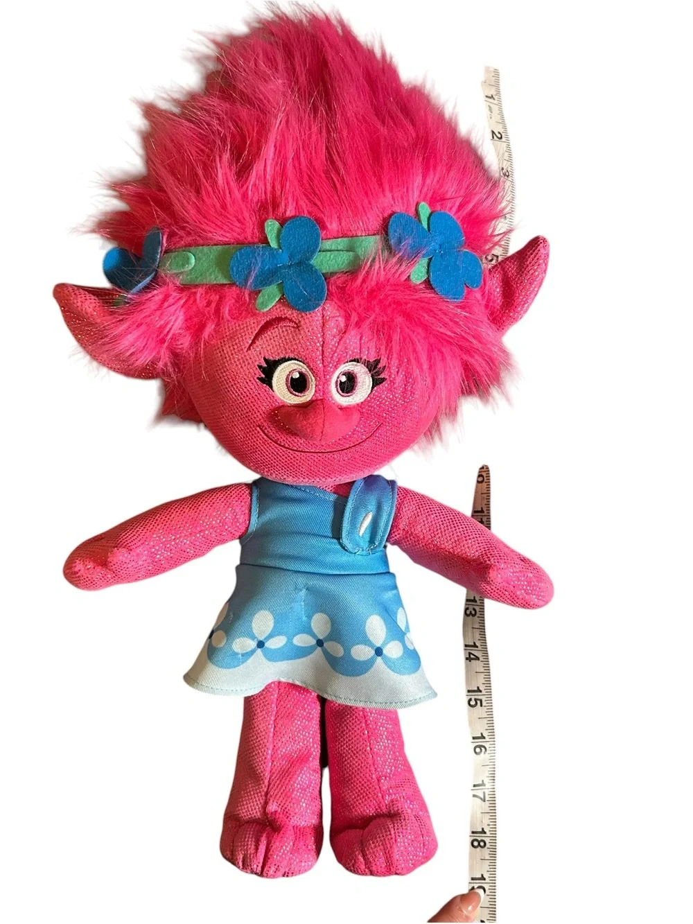 DreamWorks Trolls Poppy Plush Stuffed Animal Like New Pink Blue